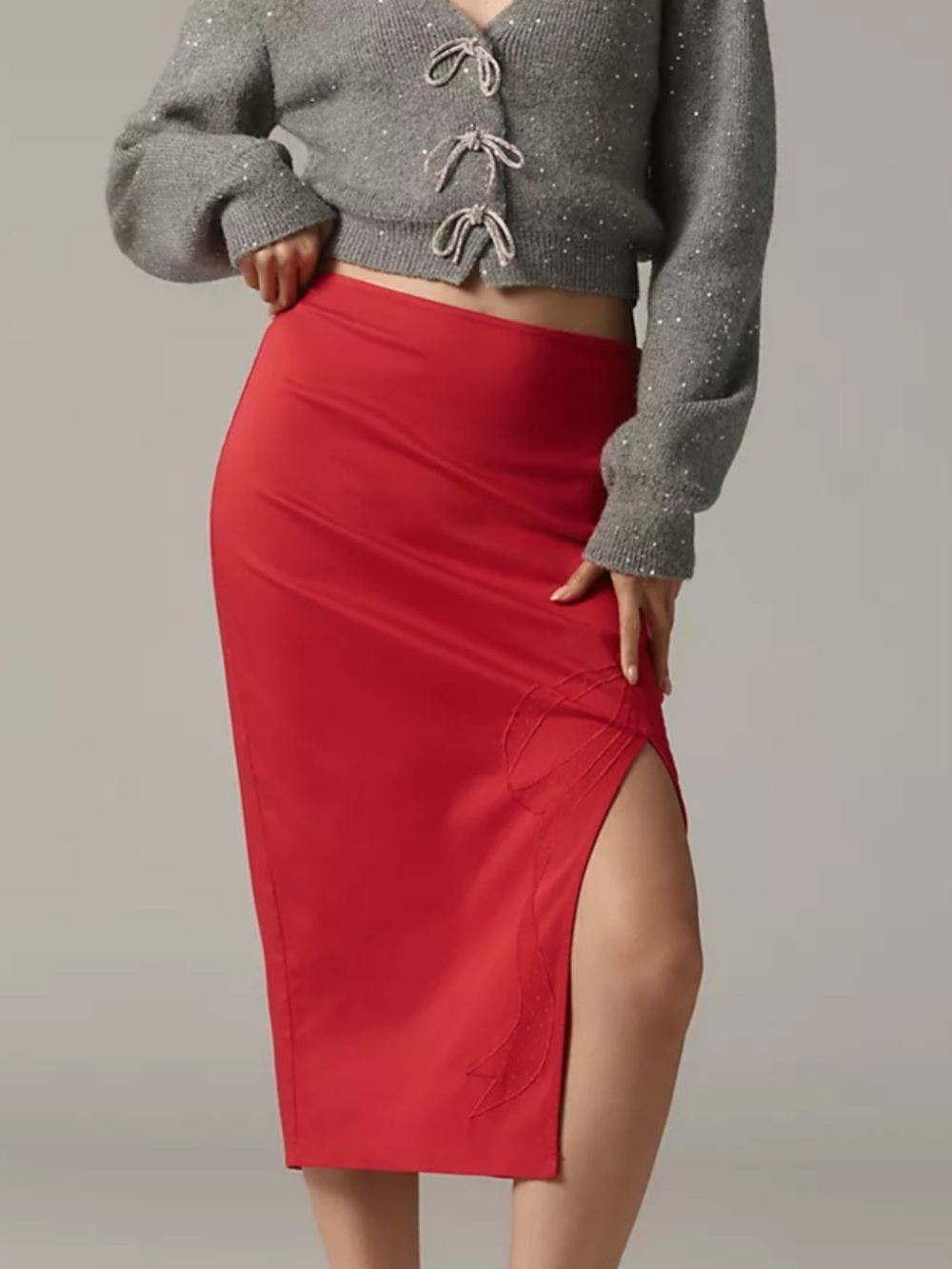 Maeve Bombshell Bow Midi Pencil Skirt